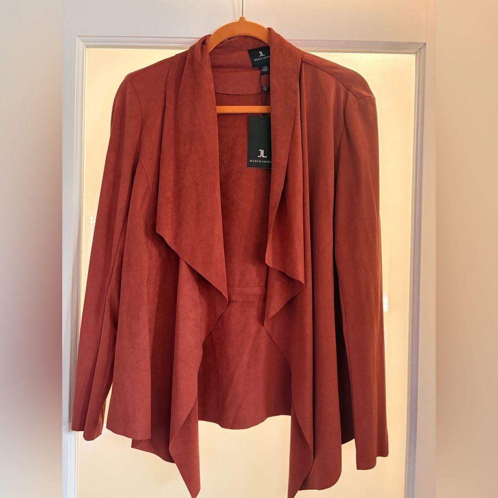 Jules & Leopold Terracotta Drape Jacket